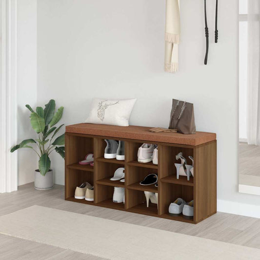 Schoenenbank 103x30x48 cm bewerkt hout bruin eikenkleur is nu te koop bij PeponiXL, paradijselijk wonen!