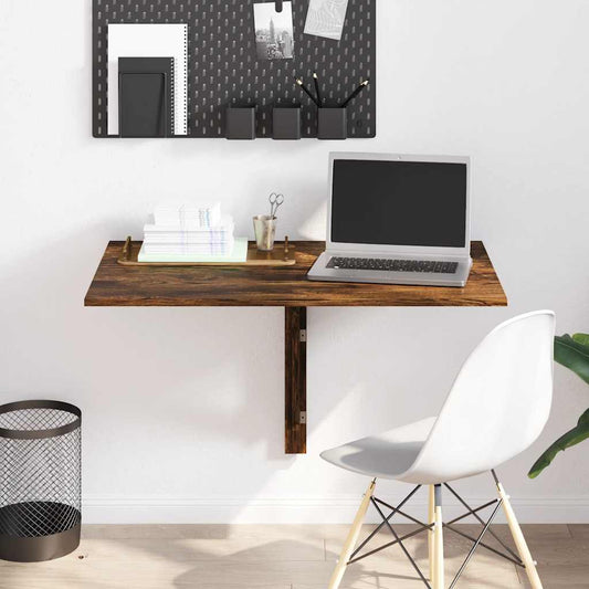 Wandtafel inklapbaar 100x60x56 cm bewerkt hout gerookt eiken is nu te koop bij PeponiXL, paradijselijk wonen!