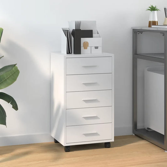 Ladekast met wieltjes bewerkt hout hoogglans wit is nu te koop bij PeponiXL, paradijselijk wonen!