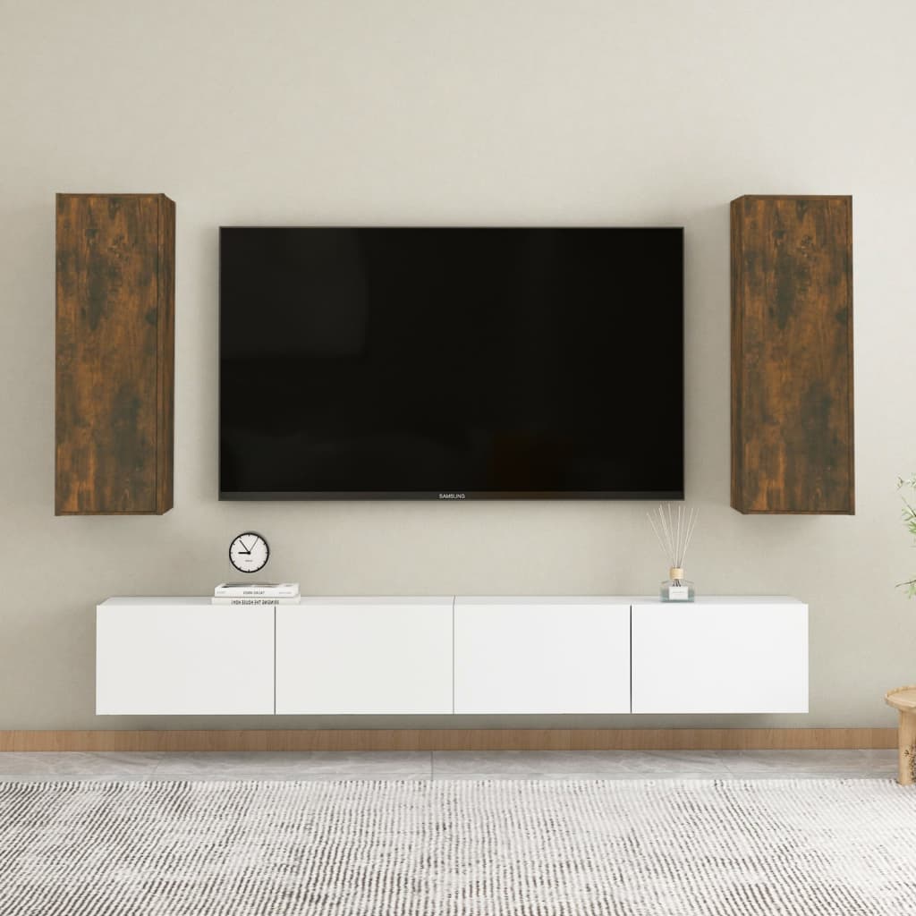 Tv-meubelen 2 st 30,5x30x90 cm bewerkt hout gerookt eikenkleur is nu te koop bij PeponiXL, paradijselijk wonen!