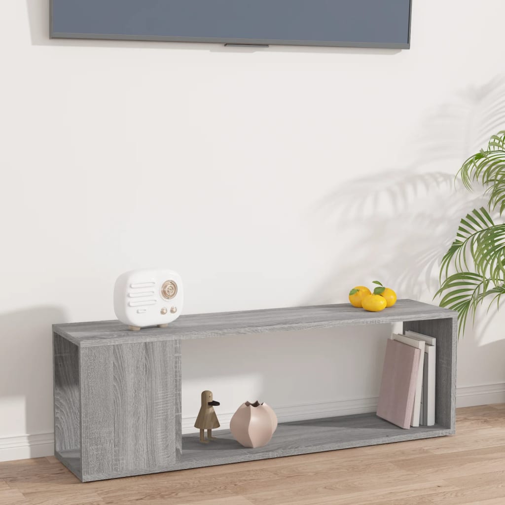 Tv-meubel 100x24x32 cm bewerkt hout grijs sonoma eikenkleurig is nu te koop bij PeponiXL, paradijselijk wonen!