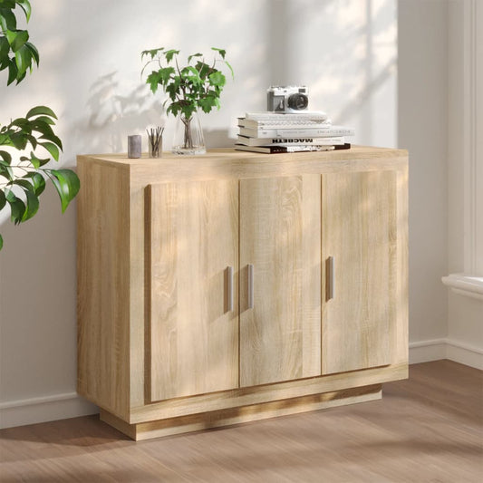 Dressoir 92x35x75 cm bewerkt hout sonoma eikenkleurig is nu te koop bij PeponiXL, paradijselijk wonen!