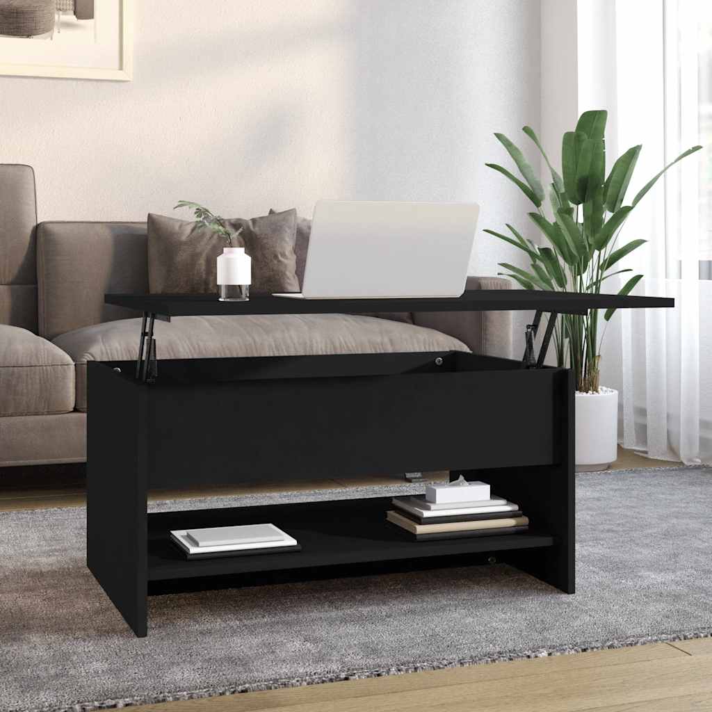 Salontafel 80x50x40 cm bewerkt hout zwart is nu te koop bij PeponiXL, paradijselijk wonen!
