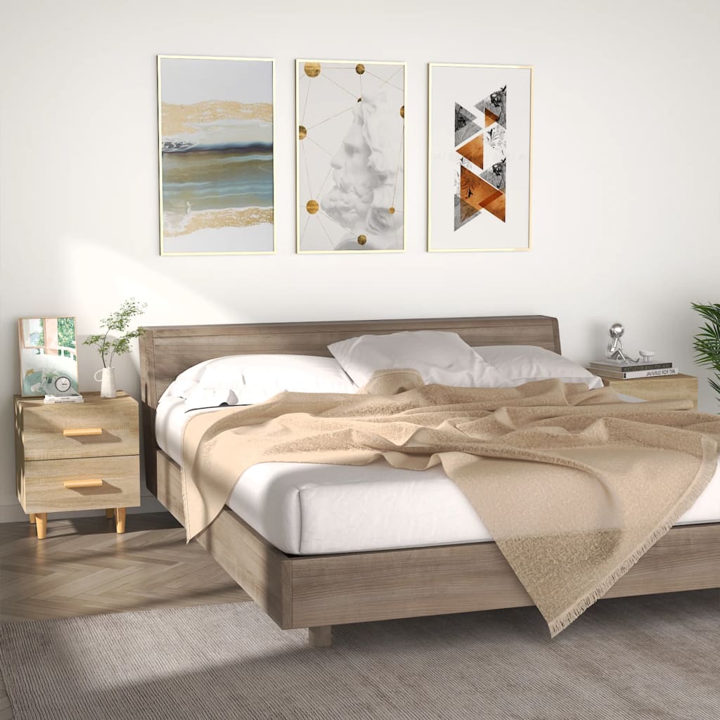 Nachtkastjes 2 st 40x35x47,5 cm sonoma eikenkleurig is nu te koop bij PeponiXL, paradijselijk wonen!