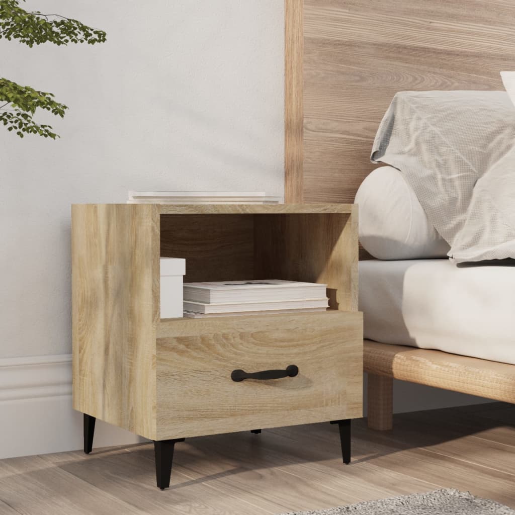 Nachtkastje bewerkt hout sonoma eikenkleurig is nu te koop bij PeponiXL, paradijselijk wonen!