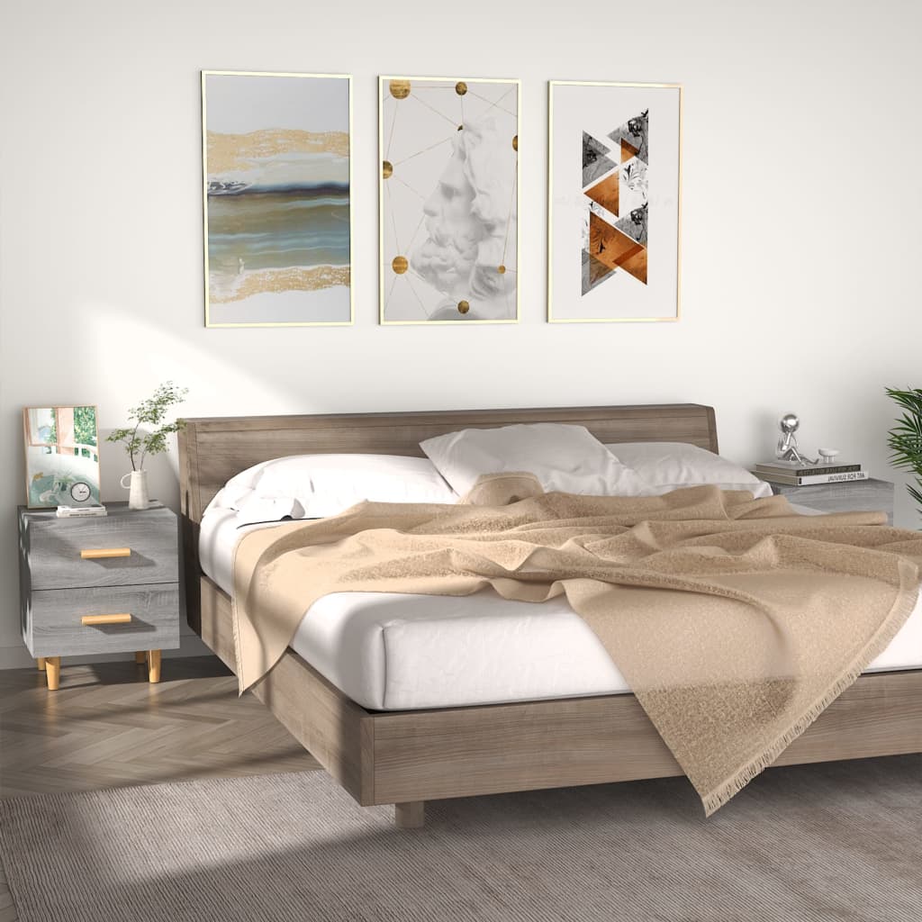 Nachtkastjes 2 st 40x35x47,5 cm grijs sonoma eikenkleurig is nu te koop bij PeponiXL, paradijselijk wonen!