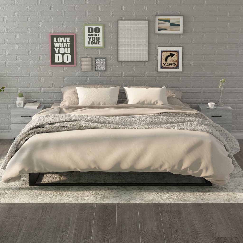 Nachtkastjes 2 st 40x35x47,5 cm grijs sonoma eikenkleurig is nu te koop bij PeponiXL, paradijselijk wonen!