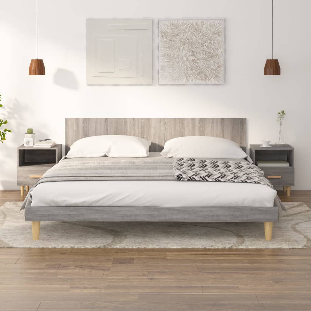 Nachtkastjes 2 st 40x35x47 cm grijs sonoma eikenkleurig is nu te koop bij PeponiXL, paradijselijk wonen!