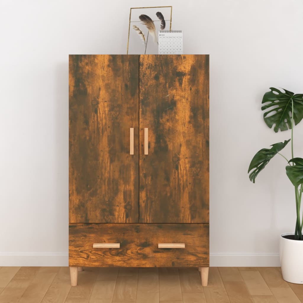 Hoge kast 70x31x115 cm bewerkt hout gerookt eikenkleurig is nu te koop bij PeponiXL, paradijselijk wonen!