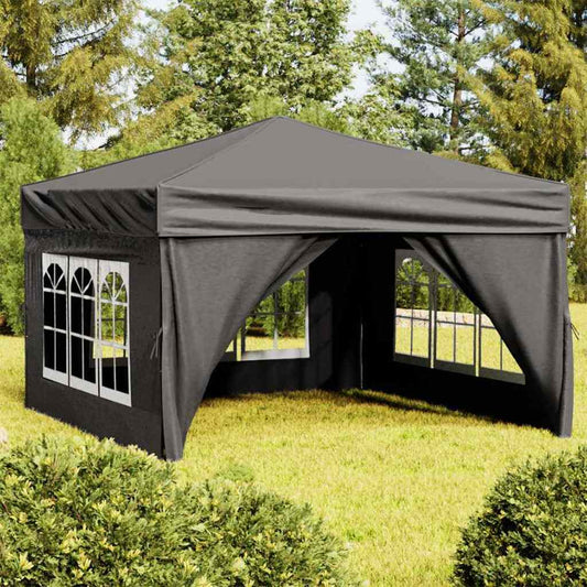 Partytent inklapbaar met zijwanden 3x3 m antracietkleurig is nu te koop bij PeponiXL, paradijselijk wonen!