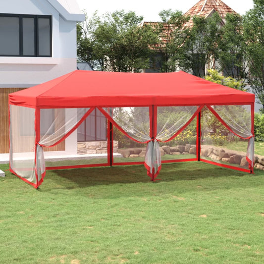 Partytent inklapbaar met zijwanden 3x6 m rood is nu te koop bij PeponiXL, paradijselijk wonen!