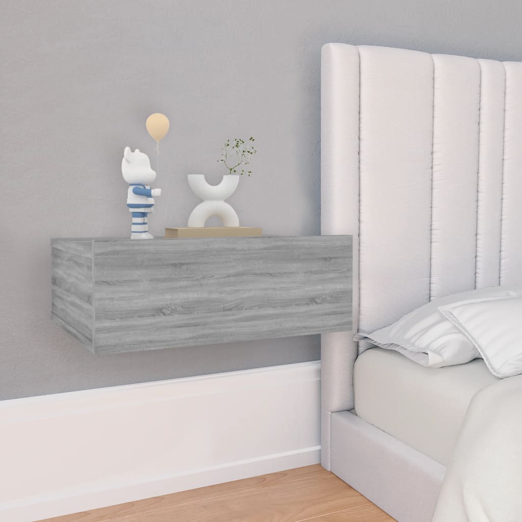 Nachtkastjes 2 st zwevend 40x30x15 cm bewerkt hout grijs sonoma is nu te koop bij PeponiXL, paradijselijk wonen!