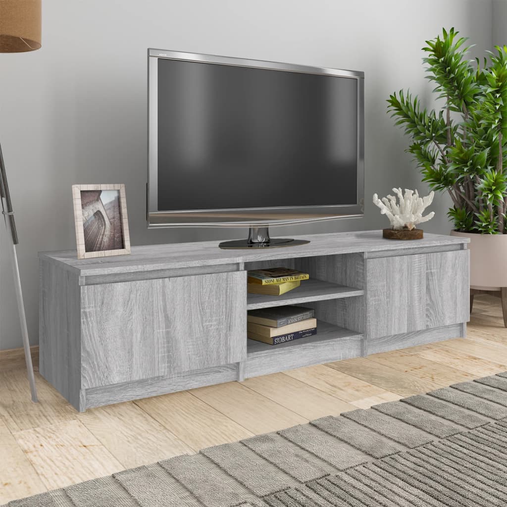 Tv-meubel 140x40x35,5 cm bewerkt hout grijs sonoma eikenkleurig is nu te koop bij PeponiXL, paradijselijk wonen!