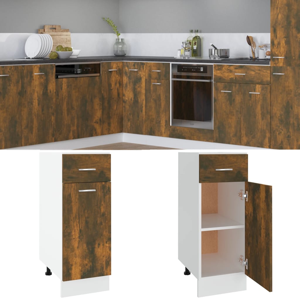 Onderkast met lade Lyon 30x46x81,5 cm bewerkt hout gerookt eiken is nu te koop bij PeponiXL, paradijselijk wonen!