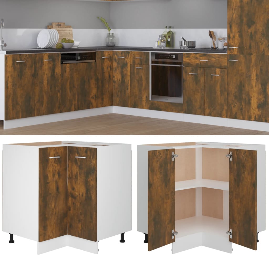 Keukenkastje Lyon 75,5x75,5x81,5 cm bewerkt hout gerookt eikenkleur is nu te koop bij PeponiXL, paradijselijk wonen!