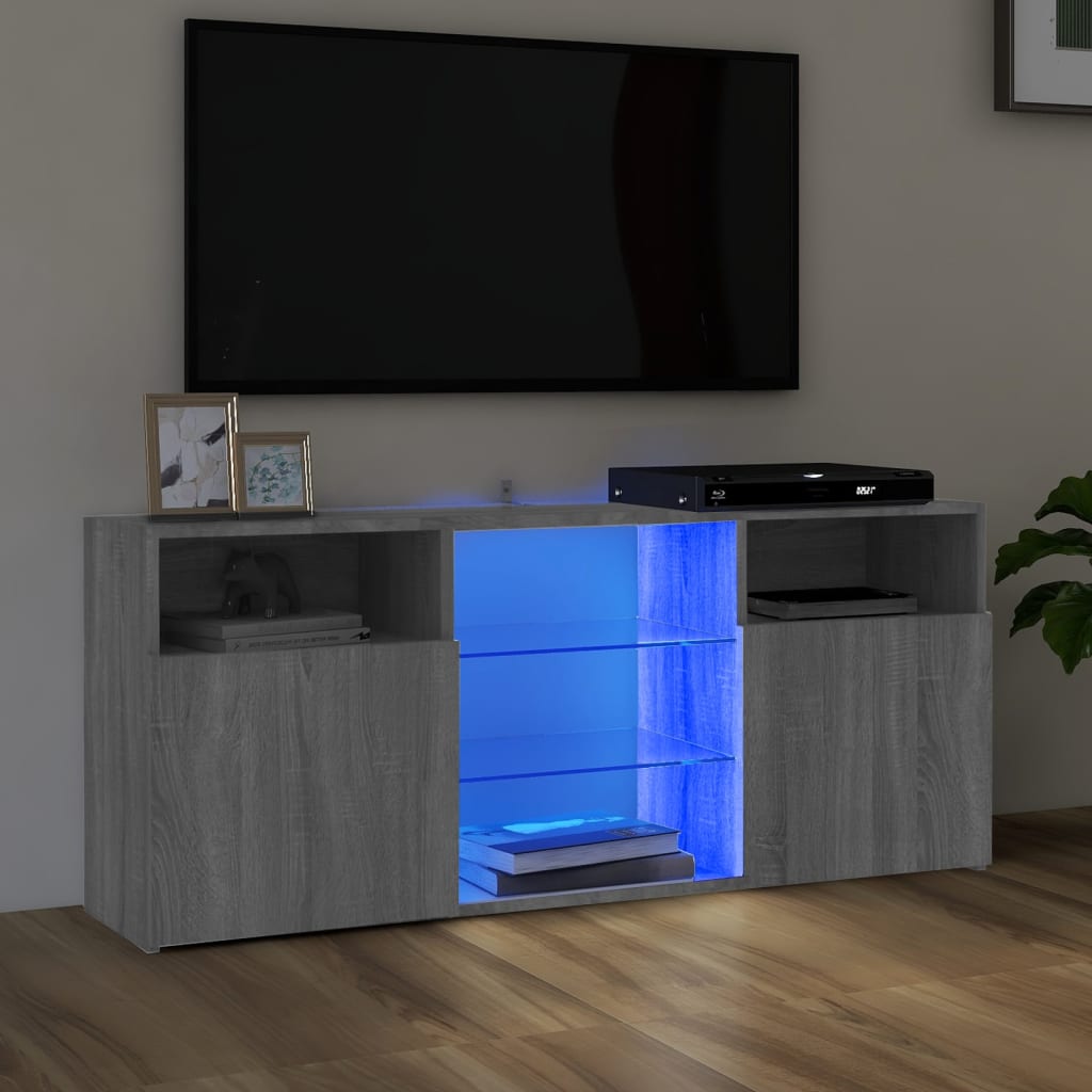 Tv-meubel met LED-verlichting 120x30x50 cm grijs sonoma eiken is nu te koop bij PeponiXL, paradijselijk wonen!
