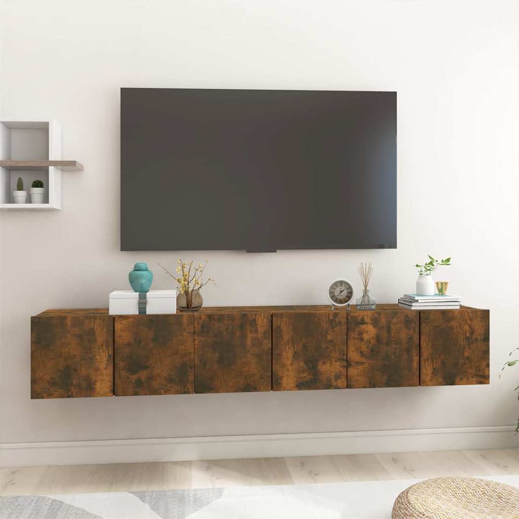 | Tv-meubelset | Wandgemonteerd 3 pcs Bruin Bewerkt hout is nu te koop bij PeponiXL, paradijselijk wonen!