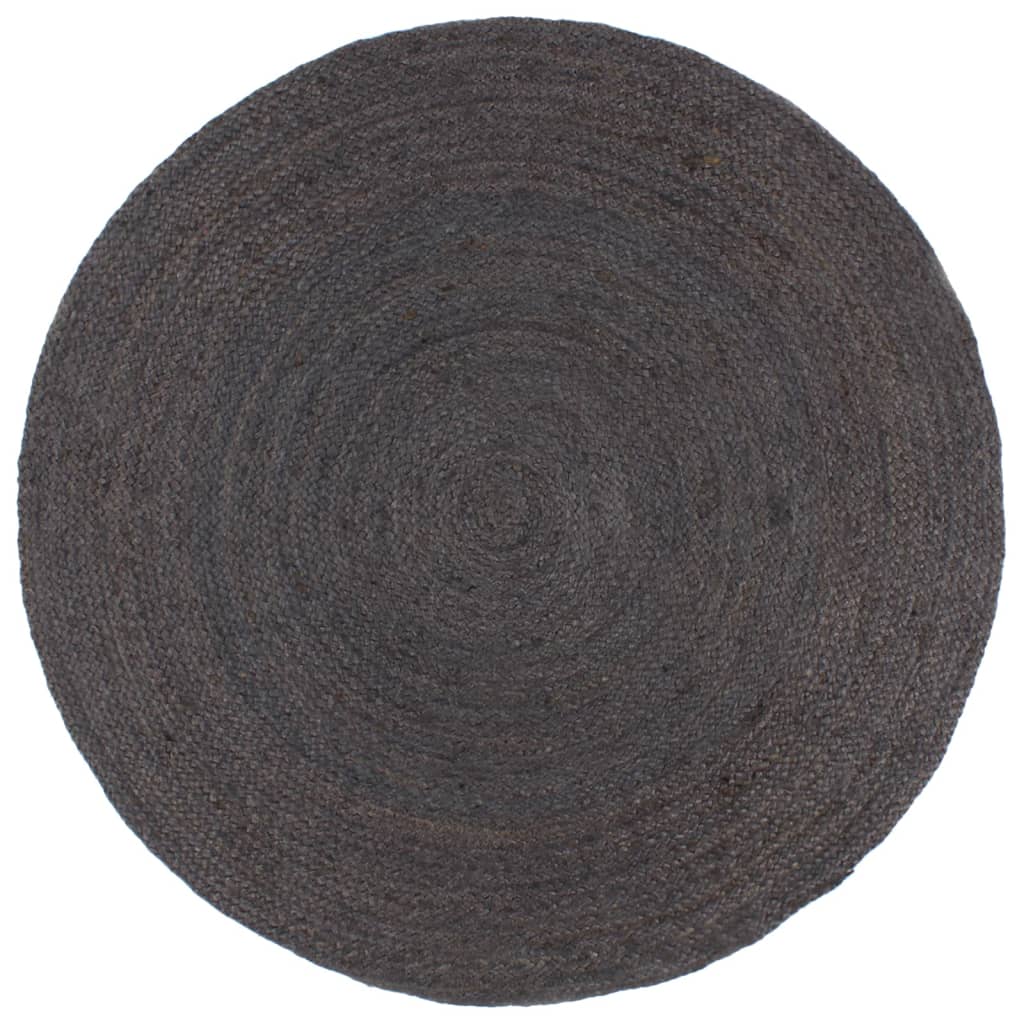 Vloerkleed handgemaakt rond 180 cm jute donkergrijs is nu te koop bij PeponiXL, paradijselijk wonen!