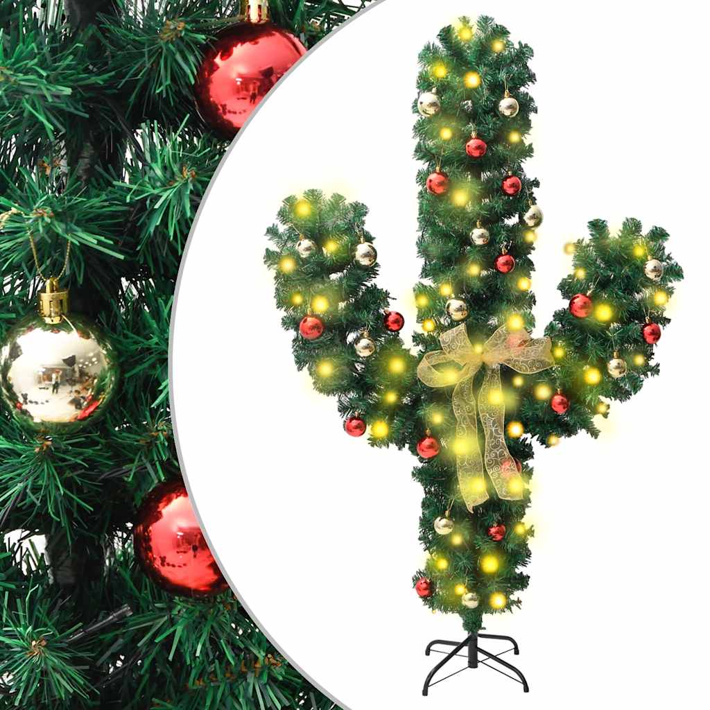 Kerstcactus met standaard en LED's 150 cm PVC groen is nu te koop bij PeponiXL, paradijselijk wonen!