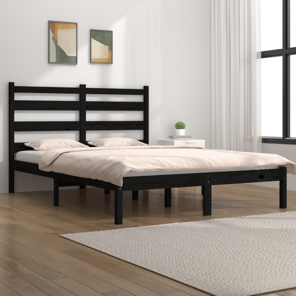 Bedframe massief grenenhout zwart 140x190 cm is nu te koop bij PeponiXL, paradijselijk wonen!