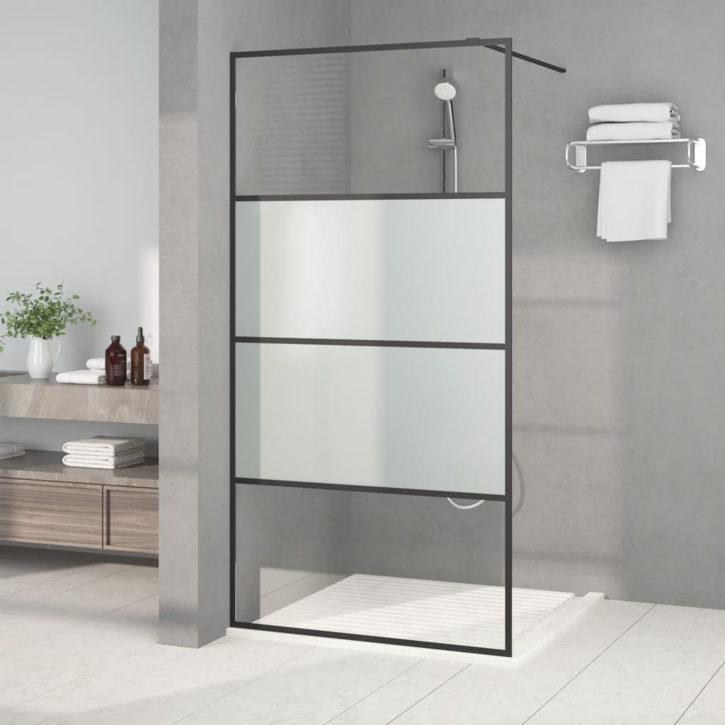 Inloopdouchewand 100x195 cm halfmat ESG-glas zwart is nu te koop bij PeponiXL, paradijselijk wonen!