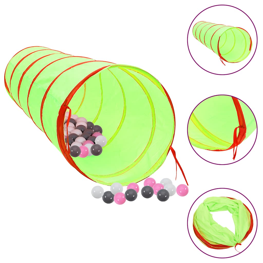 Kinderspeeltunnel met 250 ballen 175 cm polyester groen is nu te koop bij PeponiXL, paradijselijk wonen!