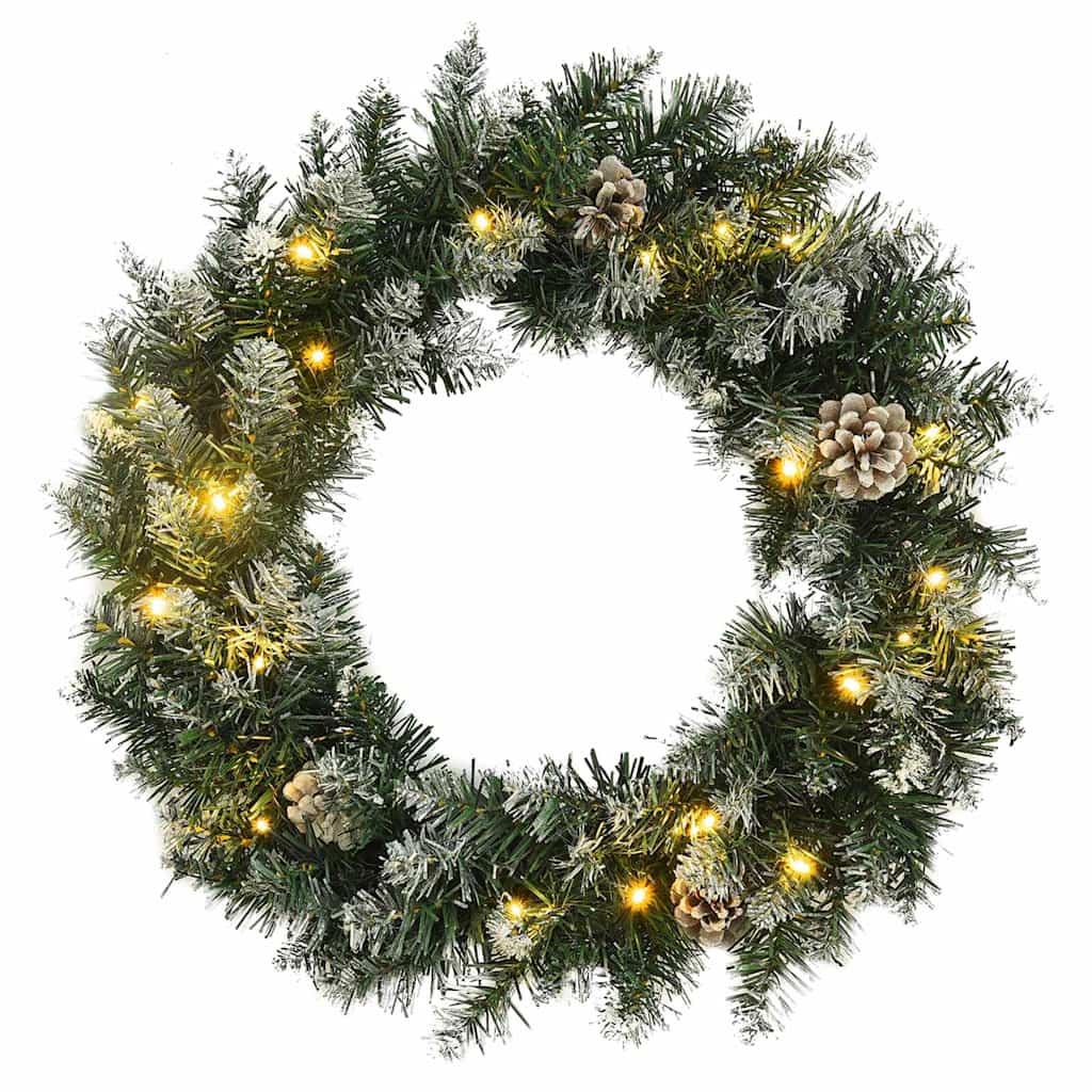 Kerstkrans met LED-lampjes 45 cm PVC groen is nu te koop bij PeponiXL, paradijselijk wonen!