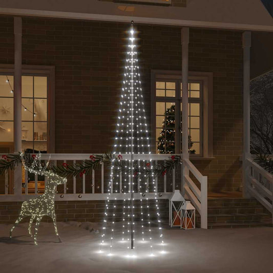 Vlaggenmast kerstboom 310 LED's koudwit 300 cm is nu te koop bij PeponiXL, paradijselijk wonen!