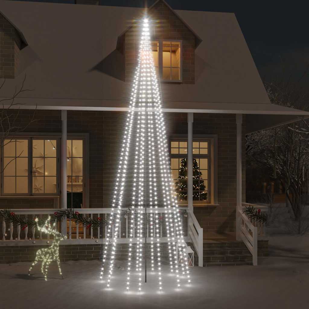 Vlaggenmast kerstboom 732 LED's koudwit 500 cm is nu te koop bij PeponiXL, paradijselijk wonen!