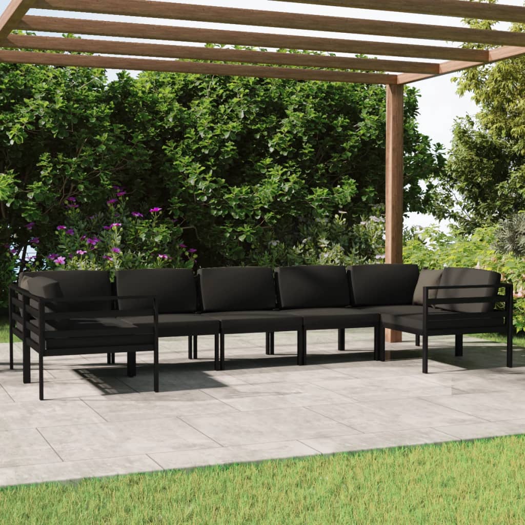 7-delige Loungeset met kussens aluminium antracietkleurig is nu te koop bij PeponiXL, paradijselijk wonen!