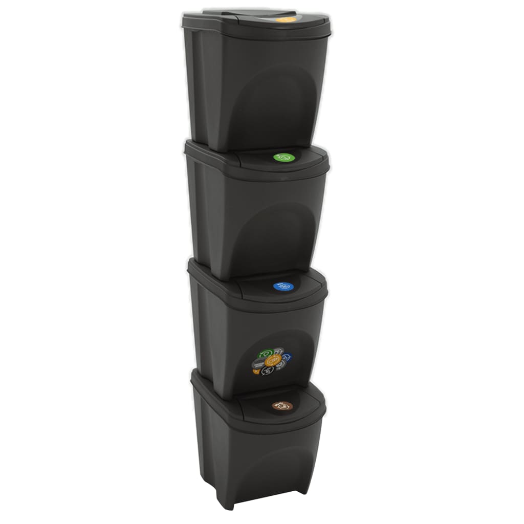Vuilnisbakken 4 st stapelbaar 100 L polypropeen grijs is nu te koop bij PeponiXL, paradijselijk wonen!