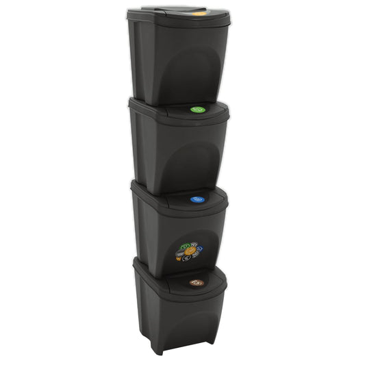 Vuilnisbakken 4 st stapelbaar 100 L polypropeen grijs is nu te koop bij PeponiXL, paradijselijk wonen!