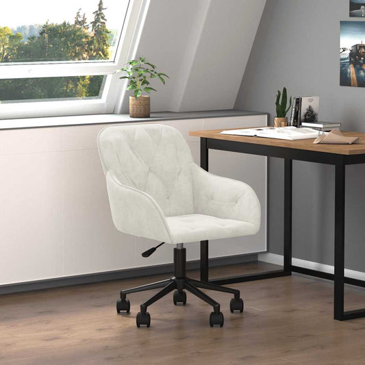 Kantoorstoel draaibaar fluweel crèmekleurig is nu te koop bij PeponiXL, paradijselijk wonen!