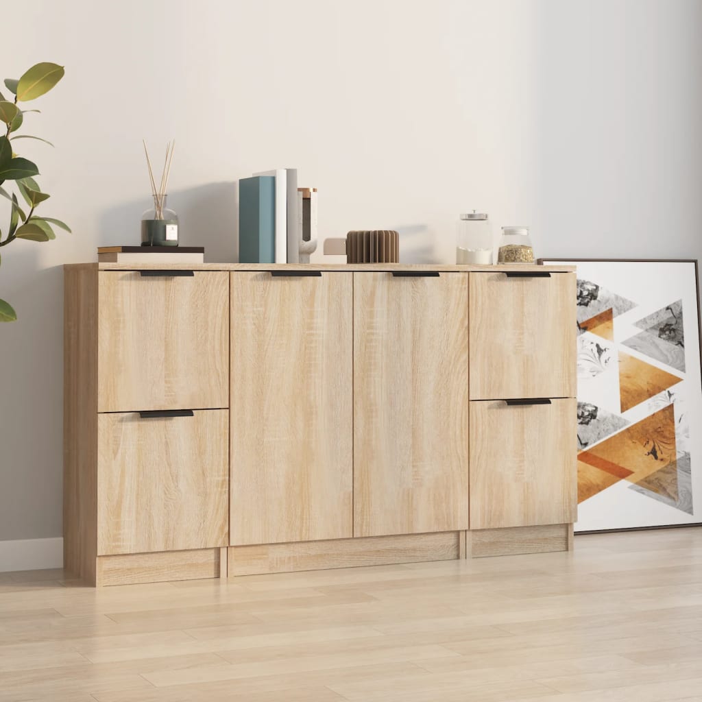 Dressoirs 3 st bewerkt hout sonoma eiken is nu te koop bij PeponiXL, paradijselijk wonen!