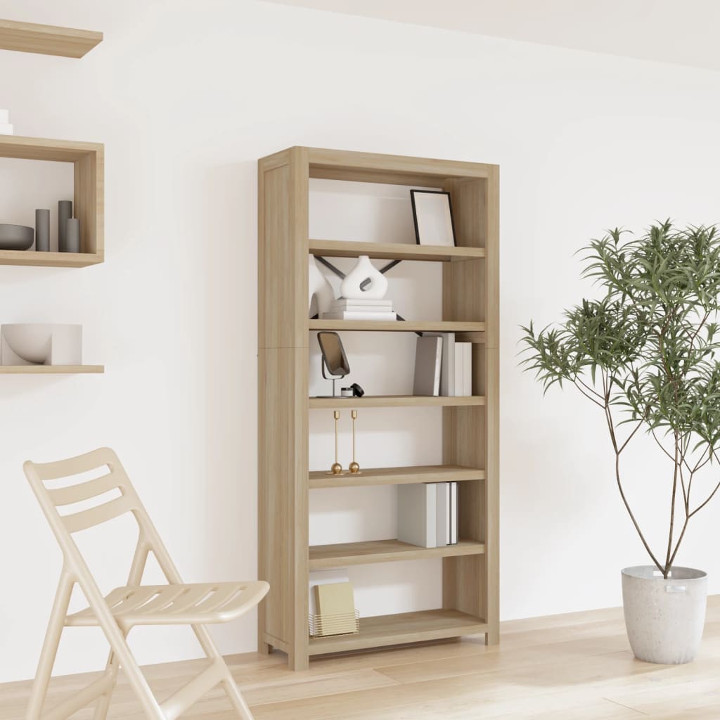 Boekenkast met 6 schappen 80x30x170 cm massief acaciahout is nu te koop bij PeponiXL, paradijselijk wonen!
