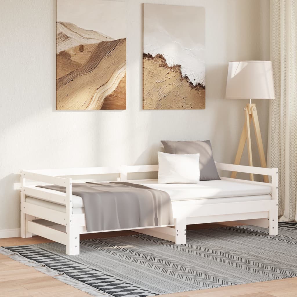 Uitschuifbare slaapbank zonder matras 90x190 cm wit is nu te koop bij PeponiXL, paradijselijk wonen!