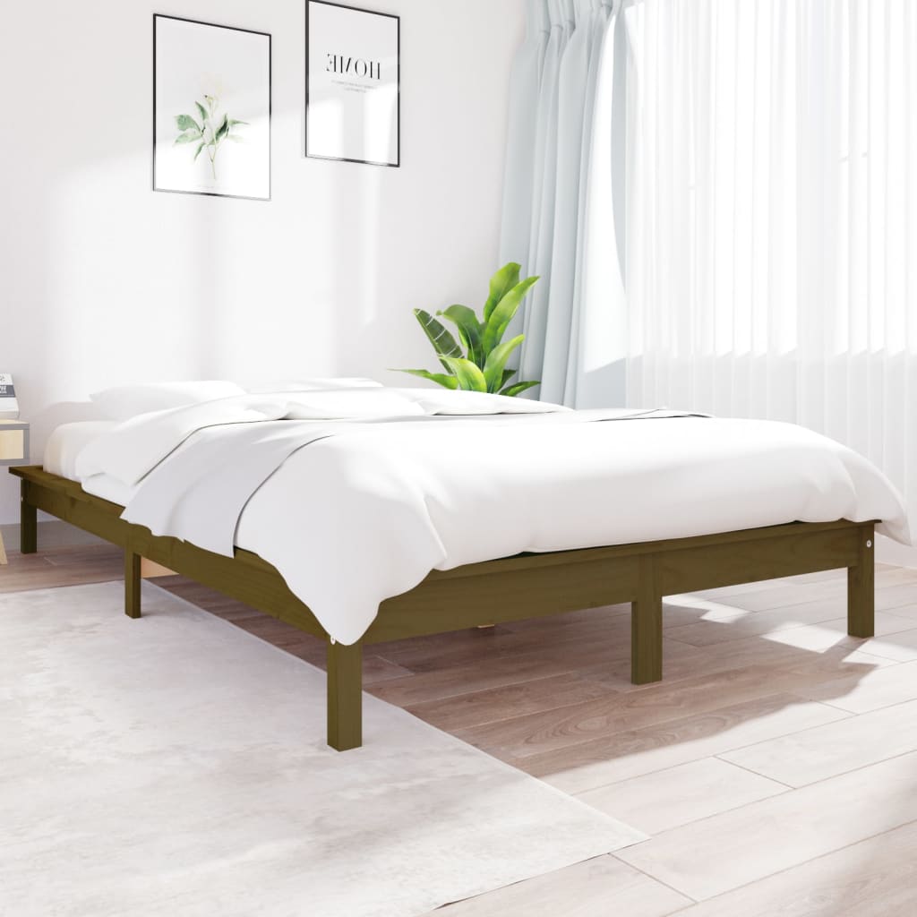 Bedframe massief grenenhout honingbruin 135x190 cm is nu te koop bij PeponiXL, paradijselijk wonen!