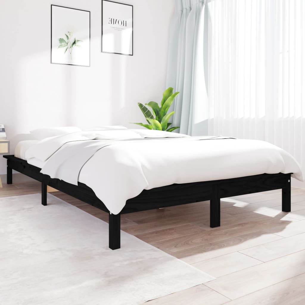 Bedframe massief grenenhout zwart 140x190 cm is nu te koop bij PeponiXL, paradijselijk wonen!