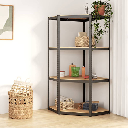 Opbergrek 4-laags staal en bewerkt hout antracietkleurig is nu te koop bij PeponiXL, paradijselijk wonen!