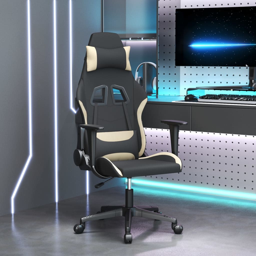 Massage gamestoel stof zwart en crèmekleurig is nu te koop bij PeponiXL, paradijselijk wonen!