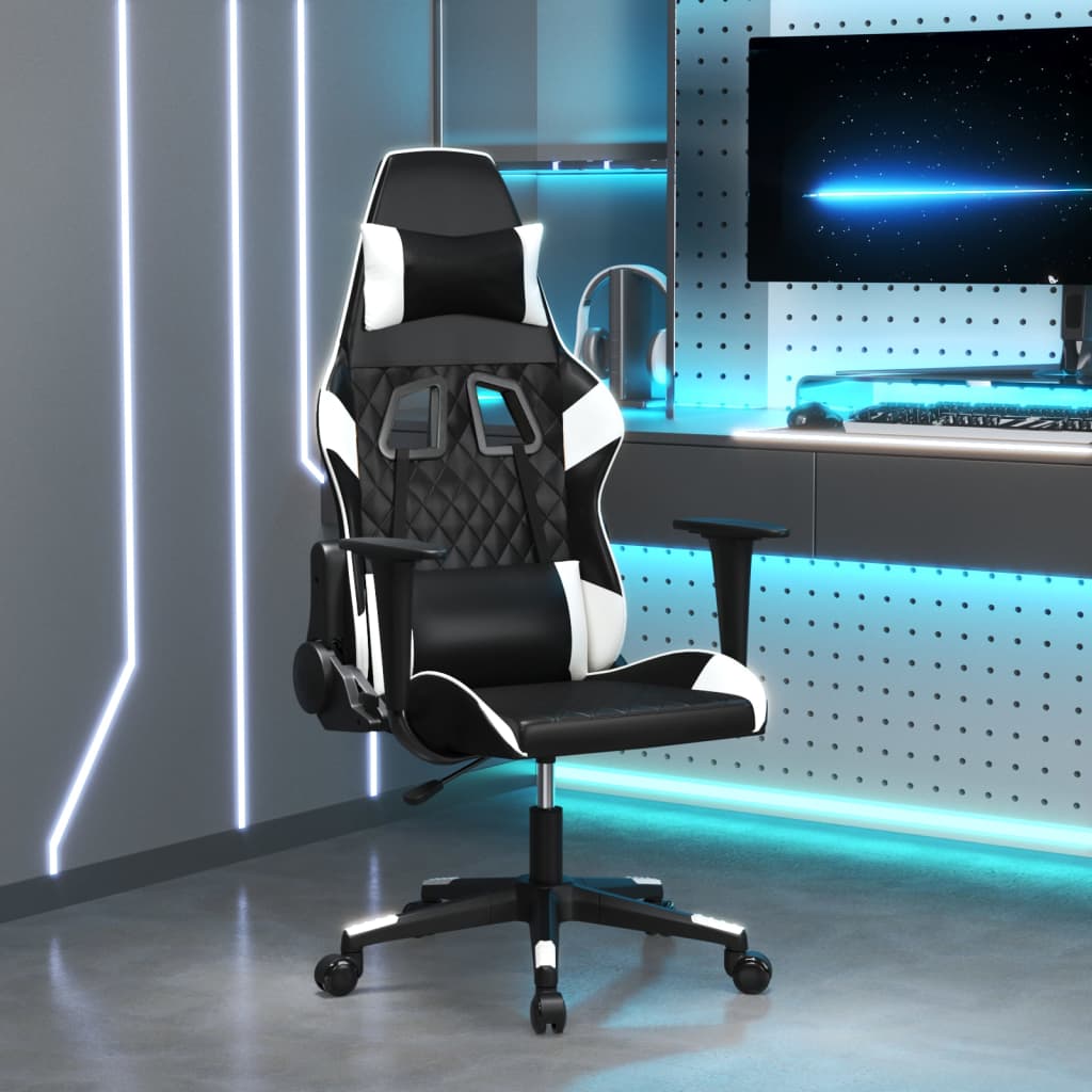 Massage gamestoel kunstleer zwart en wit is nu te koop bij PeponiXL, paradijselijk wonen!
