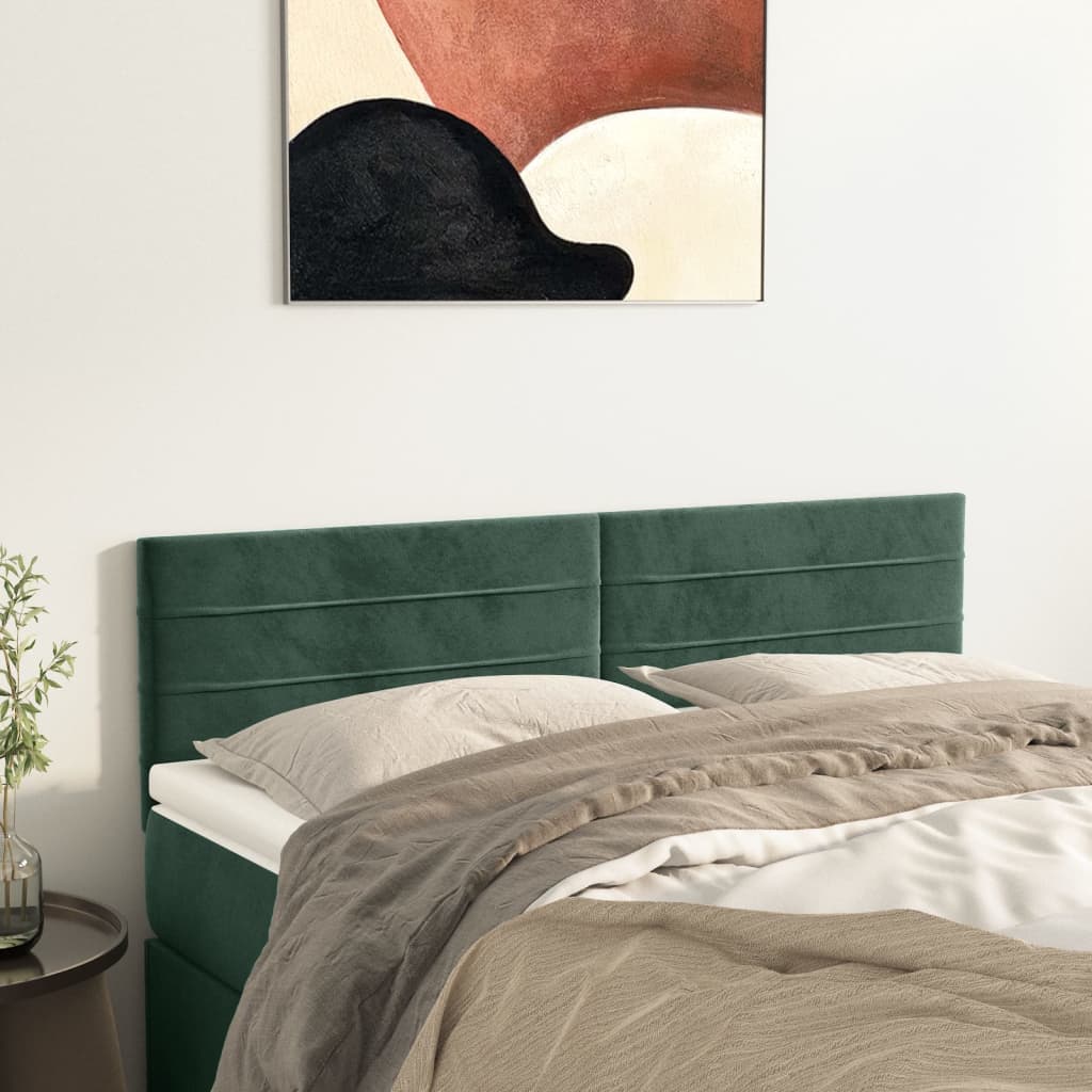Hoofdborden 144x5x78/88 cm fluweel donkergroen is nu te koop bij PeponiXL, paradijselijk wonen!