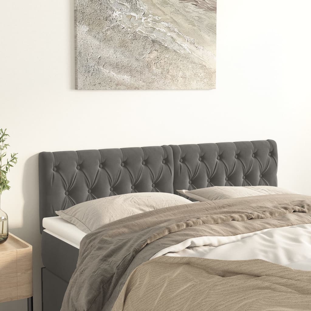Hoofdborden 160x7x78/88 cm fluweel donkergrijs is nu te koop bij PeponiXL, paradijselijk wonen!