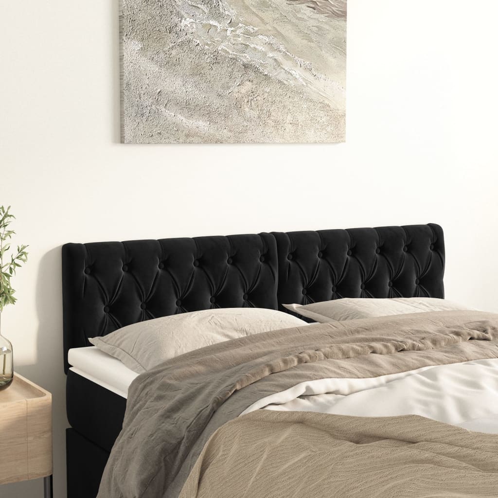 Hoofdborden 160x7x78/88 cm fluweel zwart is nu te koop bij PeponiXL, paradijselijk wonen!
