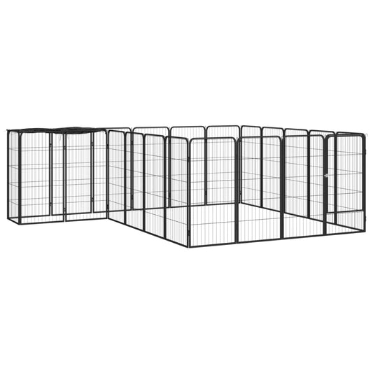 Hondenkennel 22 panelen 50x100 cm gepoedercoat staal zwart is nu te koop bij PeponiXL, paradijselijk wonen!