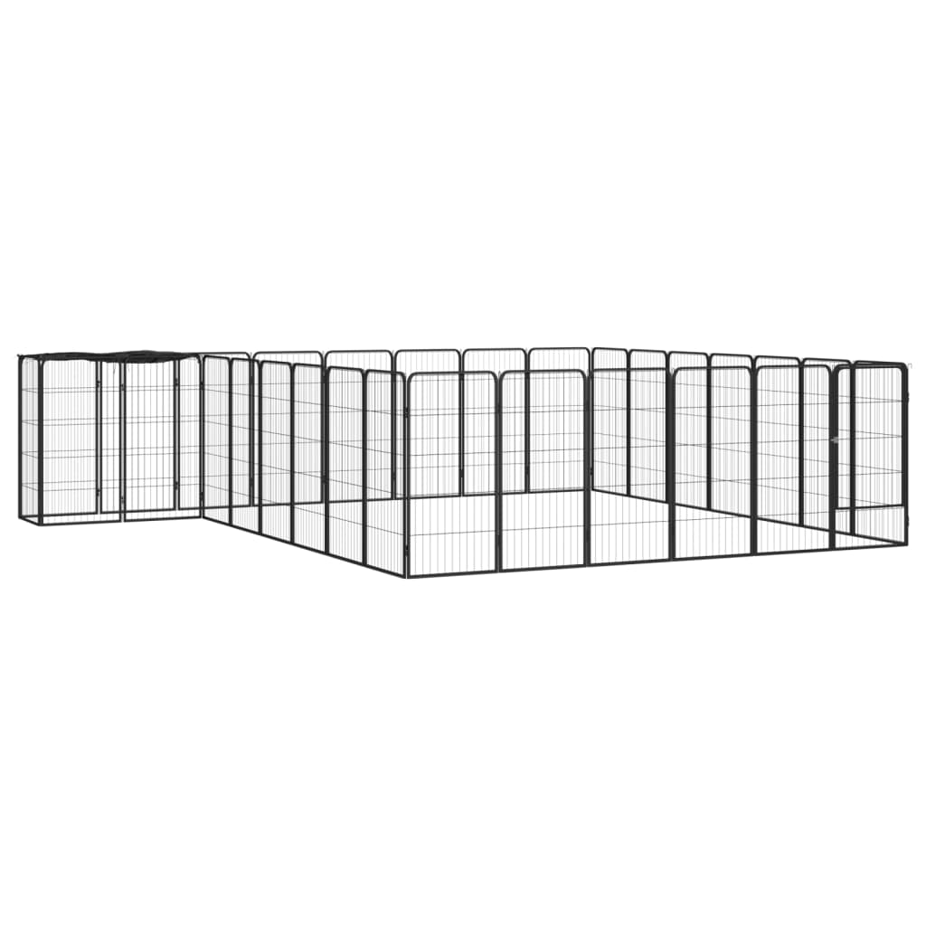 Hondenkennel 30 panelen 50 x 100 cm gepoedercoat staal zwart is nu te koop bij PeponiXL, paradijselijk wonen!