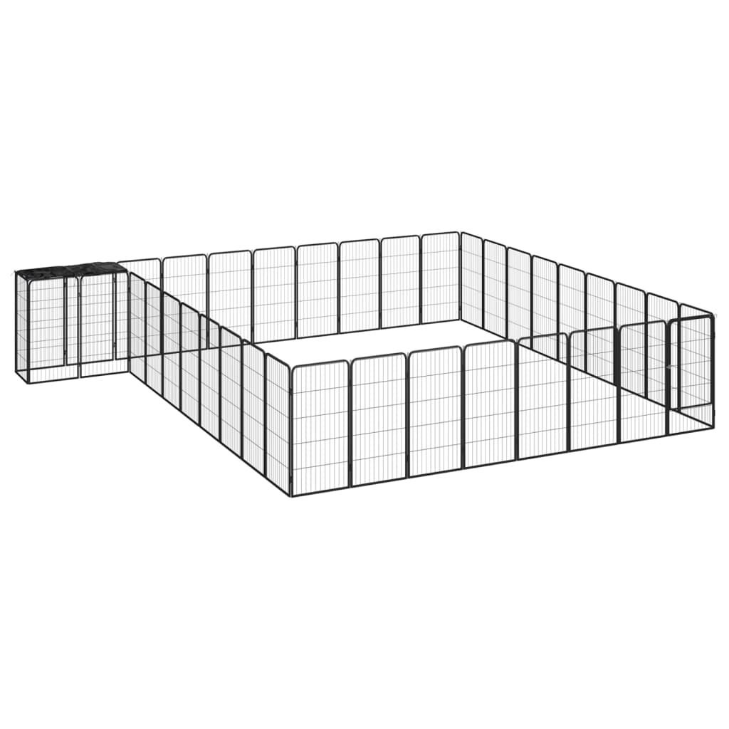 Hondenkennel 38 panelen 50x100 cm gepoedercoat staal zwart is nu te koop bij PeponiXL, paradijselijk wonen!