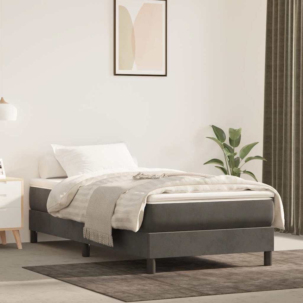 Pocketveringmatras medium twin 100x190x20 cm fluweel donkergrijs is nu te koop bij PeponiXL, paradijselijk wonen!