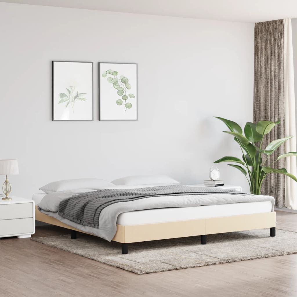 Bedframe zonder matras stof crèmekleurig 160x200 cm is nu te koop bij PeponiXL, paradijselijk wonen!