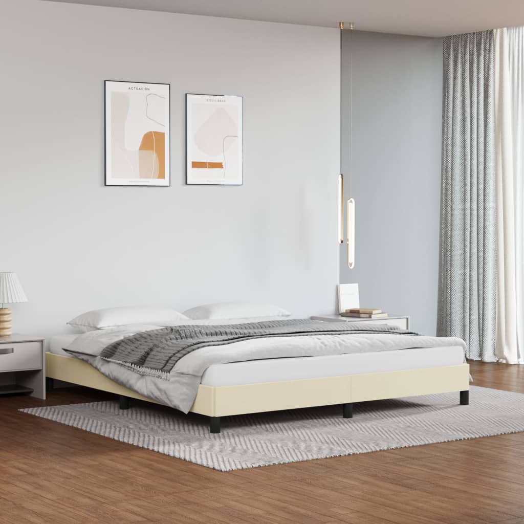 Bedframe kunstleer crèmekleurig 160x200 cm is nu te koop bij PeponiXL, paradijselijk wonen!